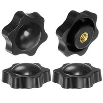 Uxcell 4 Pieces Star Knobs 1/4-20 Female Thread 32mm Head Non-Through Hole Clamping Handles Nuts Black