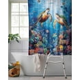 thumbnail image 2 of Split Shower Curtain for Transfer Bench, Ocean Turtle Fabric Shower Curtains for Bathroom, Sea Coral Underwater Animal Fish Blue Tub Sliding Transfer Bench Waterproof Bath Curtains 72"x96", 2 of 9