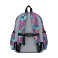 thumbnail image 3 of Green Blue Butterfly Pink Purple Pattern Cute School Backpack with Padded Back and Adjustable Shoulder Straps 13.4"x11"x4.7", 3 of 5