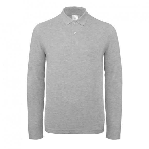 B&C - Polo de manga larga ID.001 para hombre (Paquete de 2) (Gris Topo)