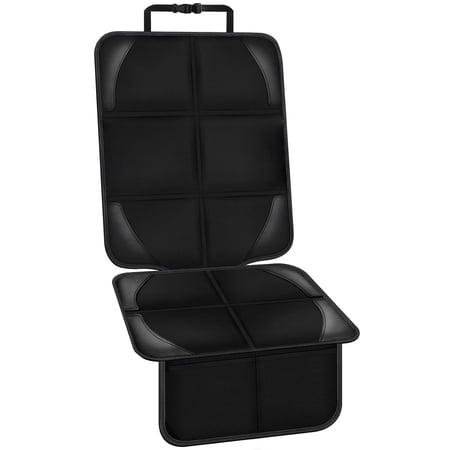 RIONIMA Car Seat Protector Covers-For Child Carseat Mat 600D Fabric Waterproof Non Slip Thickest Padding with Storage Pockets Cushion Protectors Large Size Prevent Dirt Scratches (Black 1)