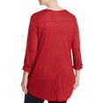 thumbnail image 2 of LUCKY BRAND Womens Red Roll-tab Sleeve Bib Neck Top Plus 2X, 2 of 3