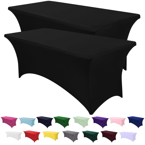 Mantel ajustable separo Spandex, paquete de 2 manteles ajustables negros de 8 pies