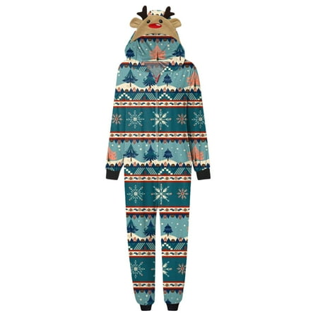

Beppter Long Sleeve Crew Neck Family Pajamas Matching Sets Family Christmas Pajamas 2023 Classic Print Hooded Jumpsuit Holiday Outfit Family Pajamas Mom Pajamas Mom L Blue