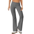 thumbnail image 6 of longantii Women's Flare Leggings Stretch Slim Active Pants Casual Wide Leg Bootleg Sweatpants Fold-Over Yoga Gym Sports Athletic Leggings Dark Gray XL, 6 of 8