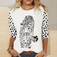 thumbnail image 1 of Puntoco - Camiseta holgada con estampado de moda para mujer, blusa de manga 3/4 de longitud media, cuello redondo, tops casuales Puntoco Puntoco-3489, 1 of 5