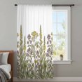 thumbnail image 3 of Watercolor Flowers Sheer Curtains 45 Inches Long, Vintage Country Floral Leaves Spring Light Filering Curtains, Breathable Simi Curtain Privacy Drapes for Kitchen Bathroom Small Window Treatment, 3 of 9