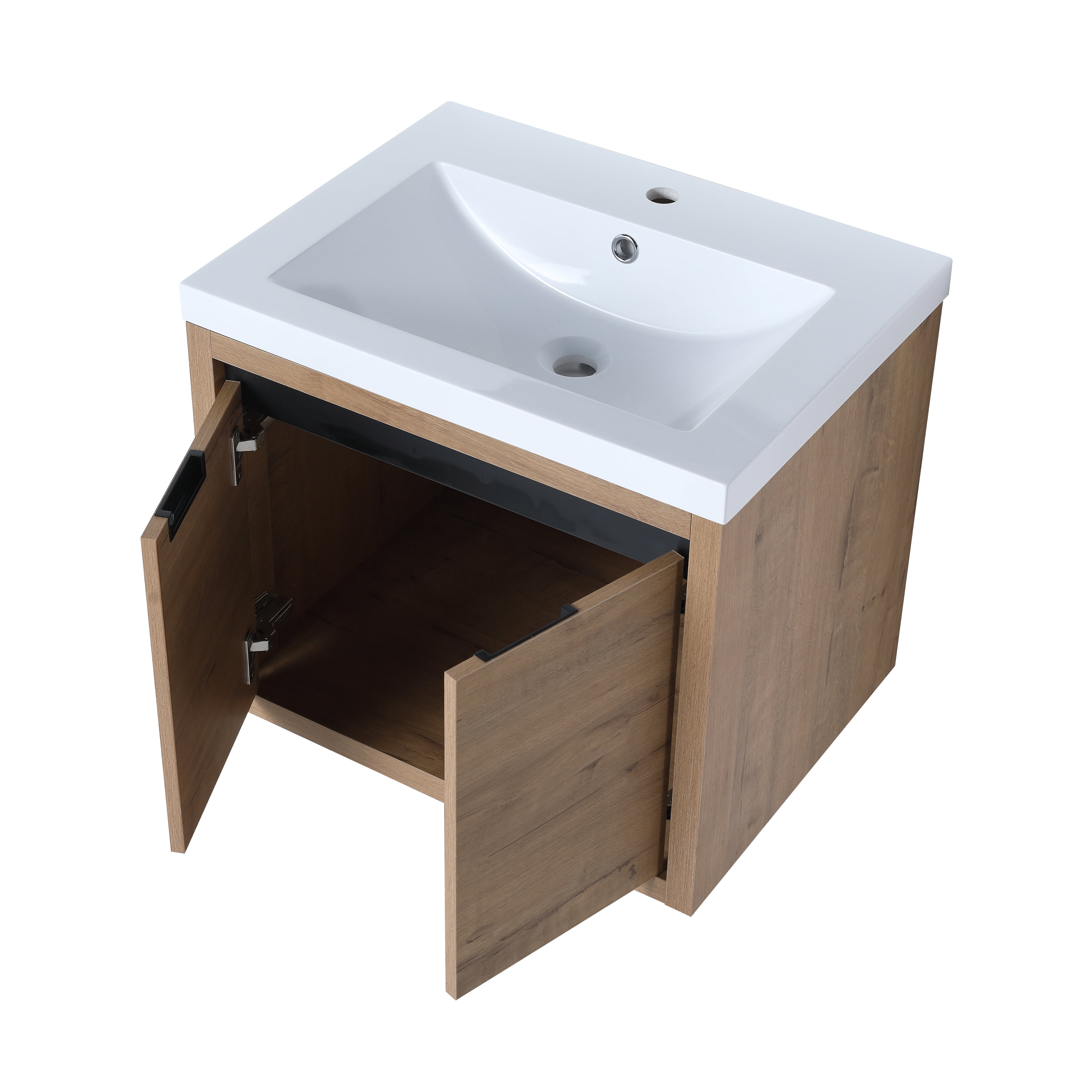 Miniyam 24” Bathroom Vanity Combo with White Gel Basin, Oak