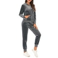 thumbnail image 6 of Fall Women Tracksuits Multicolor Polyester Sweatshirt  Sweatpants With Zipper Hoodie Activewear Workout Outfits, 6 of 8