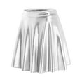 thumbnail image 5 of adviicd Women's Plus Size Sparkly Metallic Flared Pleated Mini Skater Skirt (Silver, S), 5 of 7