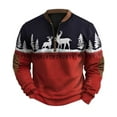 thumbnail image 4 of Men's Casual Retro American Style Graphic Print Crewneck Sweatshirt, Long Sleeve Quarter-Zip Pullover Hoodie, Fall Spring Streetwear Daily Outfit,Blue,M, 4 of 4