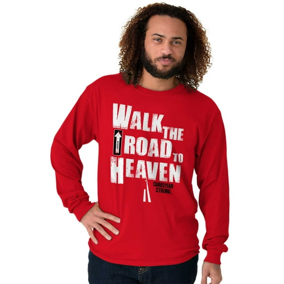 Road to Heaven Faith Religious Plus Size Long Sleeve Graphic Tee Shirt Brisco Brands 2X