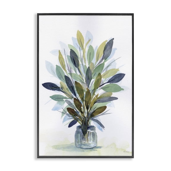 Stupell Industries Transitional Rustic Leaves Jar Black Framed Giclee Art, 12 x 18, by Patti Bishop