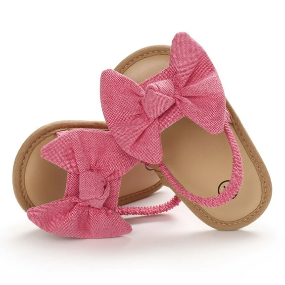 Odeerbi Babies First Walkers Baby Girls Bow Knot Sandals Cute Summer Flat Princess Shoes Infant First Walkers