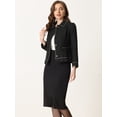 thumbnail image 4 of Chaqueta de Tweed a Cuadros para Mujer de Manga Larga Vintage Outwear Blazer para Oficina Chaqueta Corta Negro L, 4 of 6
