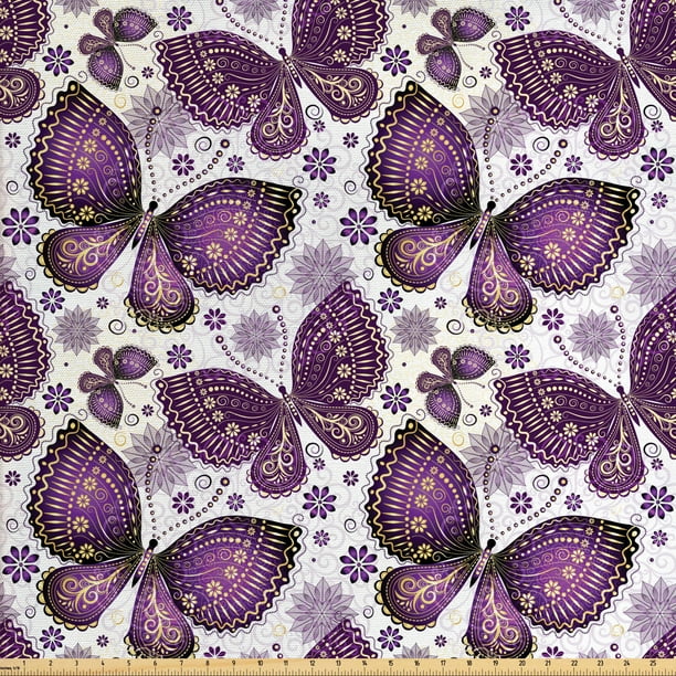Natural Fabric by The Yard, Butterflies with Paisley Motif on Wings