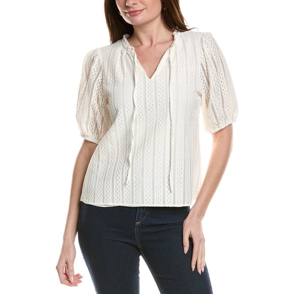 CeCe womens Relaxed Crop Blouse, s, White