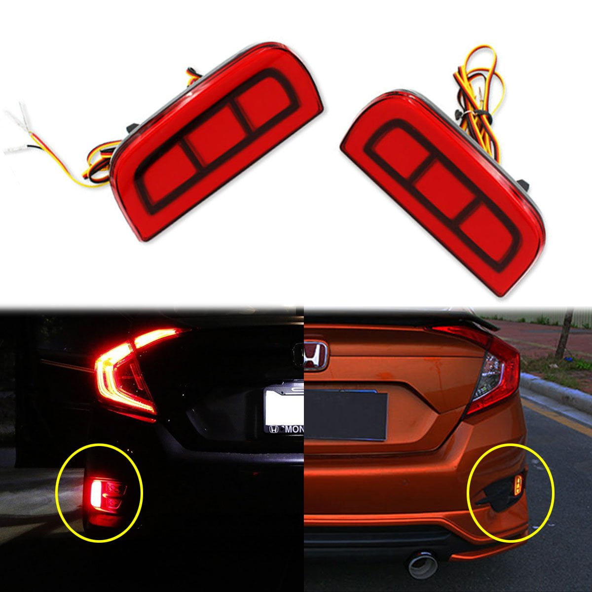 Xotic Tech 2x Addon Rear Bumper Marker Reflector Red LED Lights For