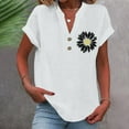 thumbnail image 2 of Puntoco Summer tops for women Clearance,Womens Summer Tops Short Sleeve Shirts V Neck Tshirts Casual Dressy Beach Vacation Clothes White 8(L), 2 of 4
