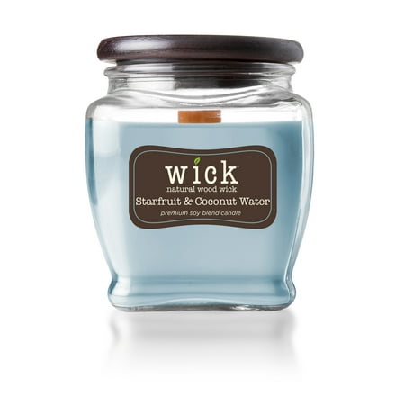 Wick Scented Jar Candle, Wooden Wick and Top, Starfruit And Coconut Water, 15 oz, Single