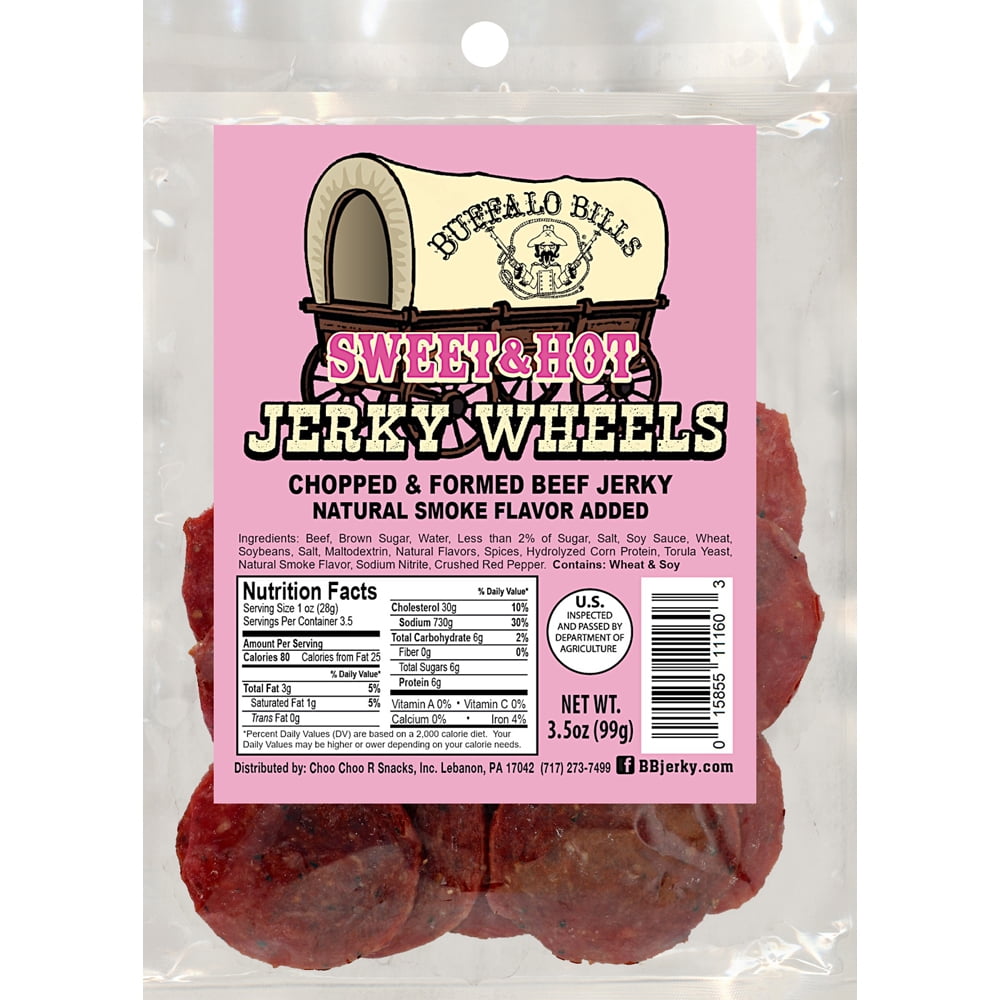 Buffalo Bills Sweet & Spicy Beef Jerky Wheels (Circles) - Three 3.5oz Packs