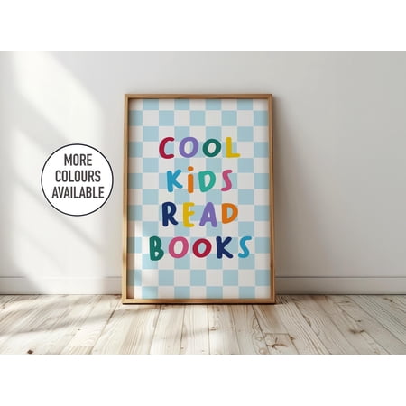 Cool Kids Read Books - Children s Bedroom Decor Fun Nursery Print Kids Playroom Wall Art Poster Poster Print Only
