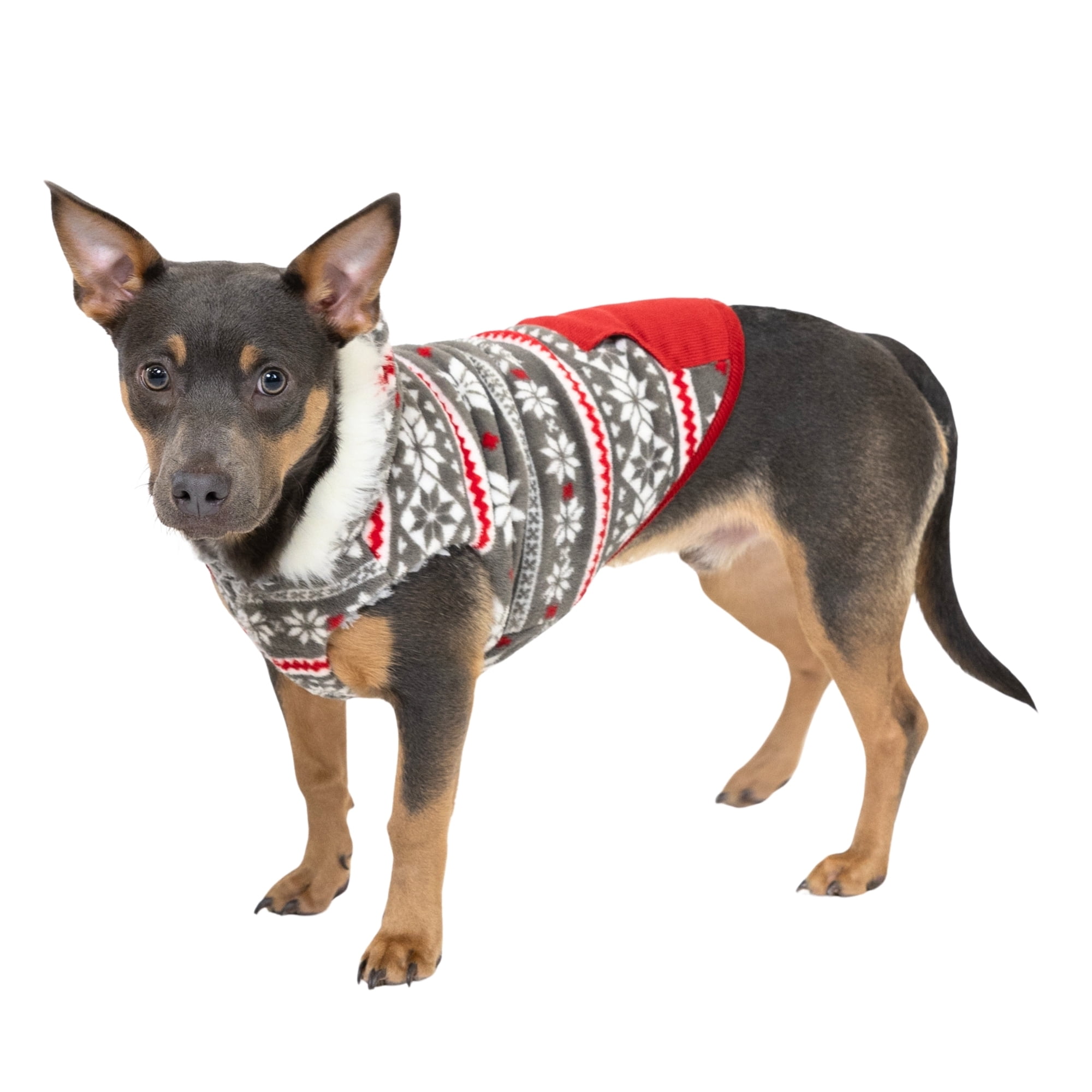 Vibrant Life Winter Coat for Cats & Dogs, Snowflake, Red and White, Small