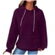 thumbnail image 1 of Women's Fashion Casual Solid Hooded Pullover Long Sleeve Plaid Sweater Top, 1 of 5