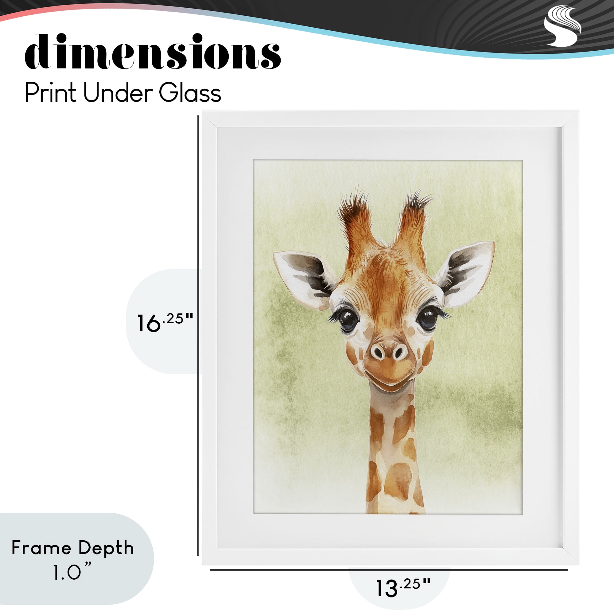 Stupell Industries Jungle Friends Baby Giraffe White Framed Print Under Glass, design by Christine Simpson Art
