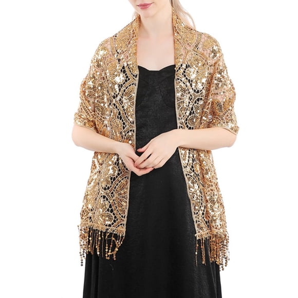 Châle Confortable Long Élégant Léger en Polyester à Paillettes Scintillantes Châle de Robe de Soirée pour Rendez-Vous