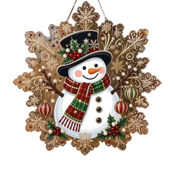 Sulaicai Christmas Snowman SnowflakeāShaped Diamond Art Hanging Ornament, Holiday Acrylic Xmas Pendant for Window, Door, Wall and Indoor Home Holiday Decor