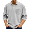 thumbnail image 2 of Hearthz Mens Long Sleeve Corduroy Shirt Quarter Zip Collared Mens Polo Shirts Big and Tall Pullover Sweaters for Men with Pocket, 2 of 6