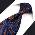 thumbnail image 3 of Men's Ties Neckties Navy Dark Blue Paisley Extra Long Size 63", 3 of 5