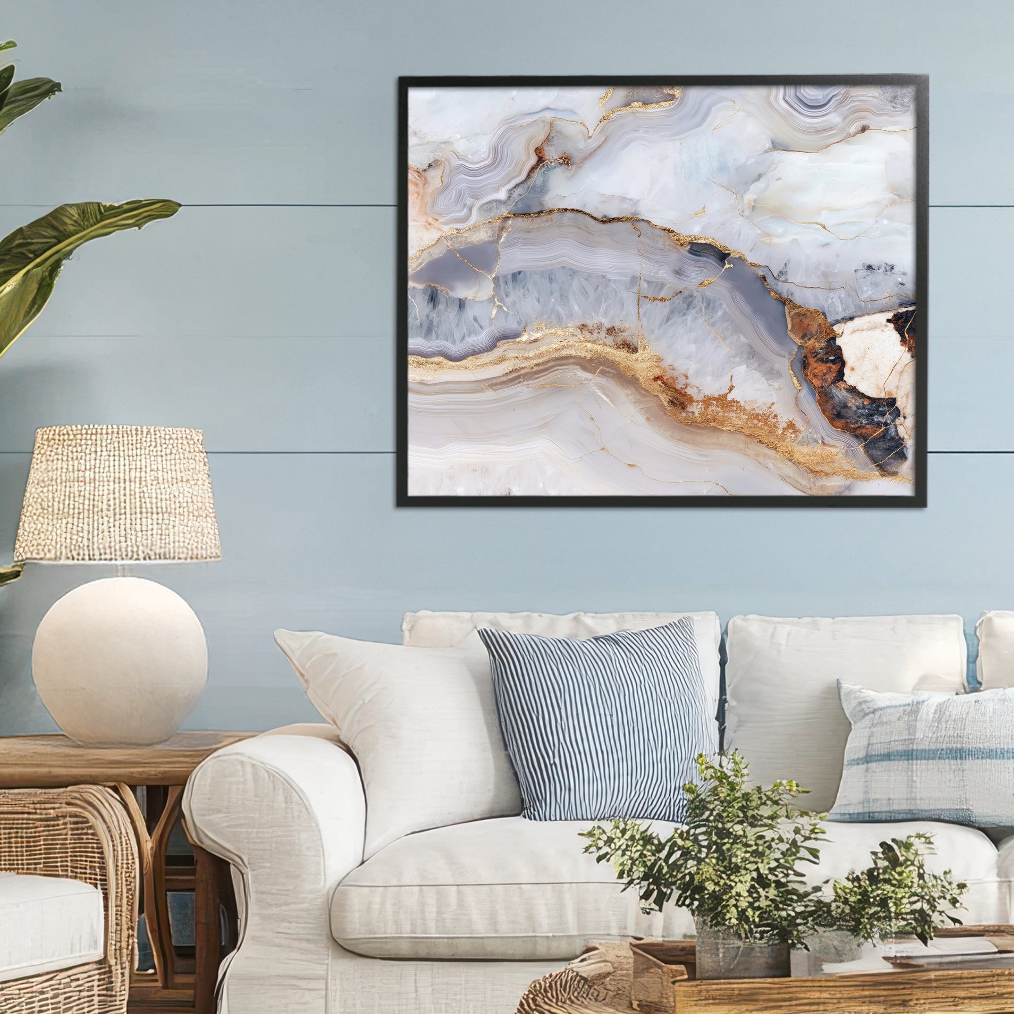 Stupell Industries Marbled Gold Stone Black Framed Giclee Art, design by Svetlana Aleynikova