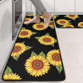 thumbnail image 2 of Sunflower and Leaf Black Pattern Anti Fatigue Kitchen Rugs Set Of 2, Non Slip Washable Decorative Floor Mats for Sink Laundry and Home Use, 17"x47", 2 of 5