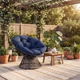thumbnail image 2 of ELLEGNT Rattan Wicker Lounge Chair - Swivel Papasan with Extra‑Thick Cushion, Metal Frame for Yard or Balcony, Navy, 2 of 10