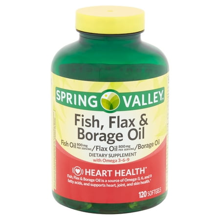 (2 pack) Spring Valley Fish, Flax & Borage Oil Softgels, 120 (Best Fish Oil Without Mercury)