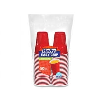 Pactiv Corp Easy Grip Disposable Plastic Party Cups, 9 oz, Red, 50 Counts
