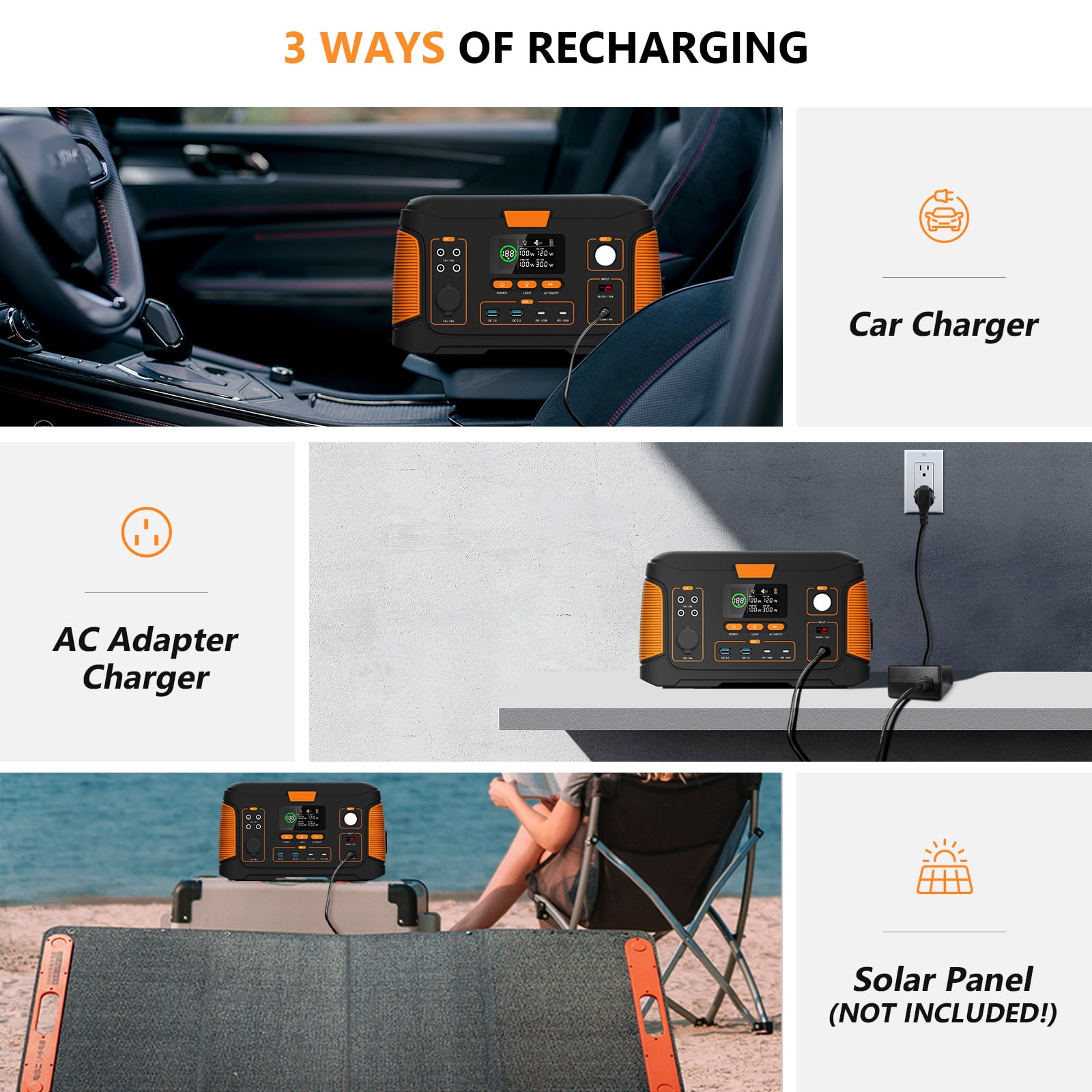 Aputtriver Portable Solar Generator 1000W  Power Station for Outdoor Camping Road Trip