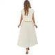 thumbnail image 3 of Conjunto de Falda de Verano para Mujer, 2 Piezas, Top de Corta, Cintura Elástica, Vestido con Bolsillos, Color Cremoso M, 3 of 9