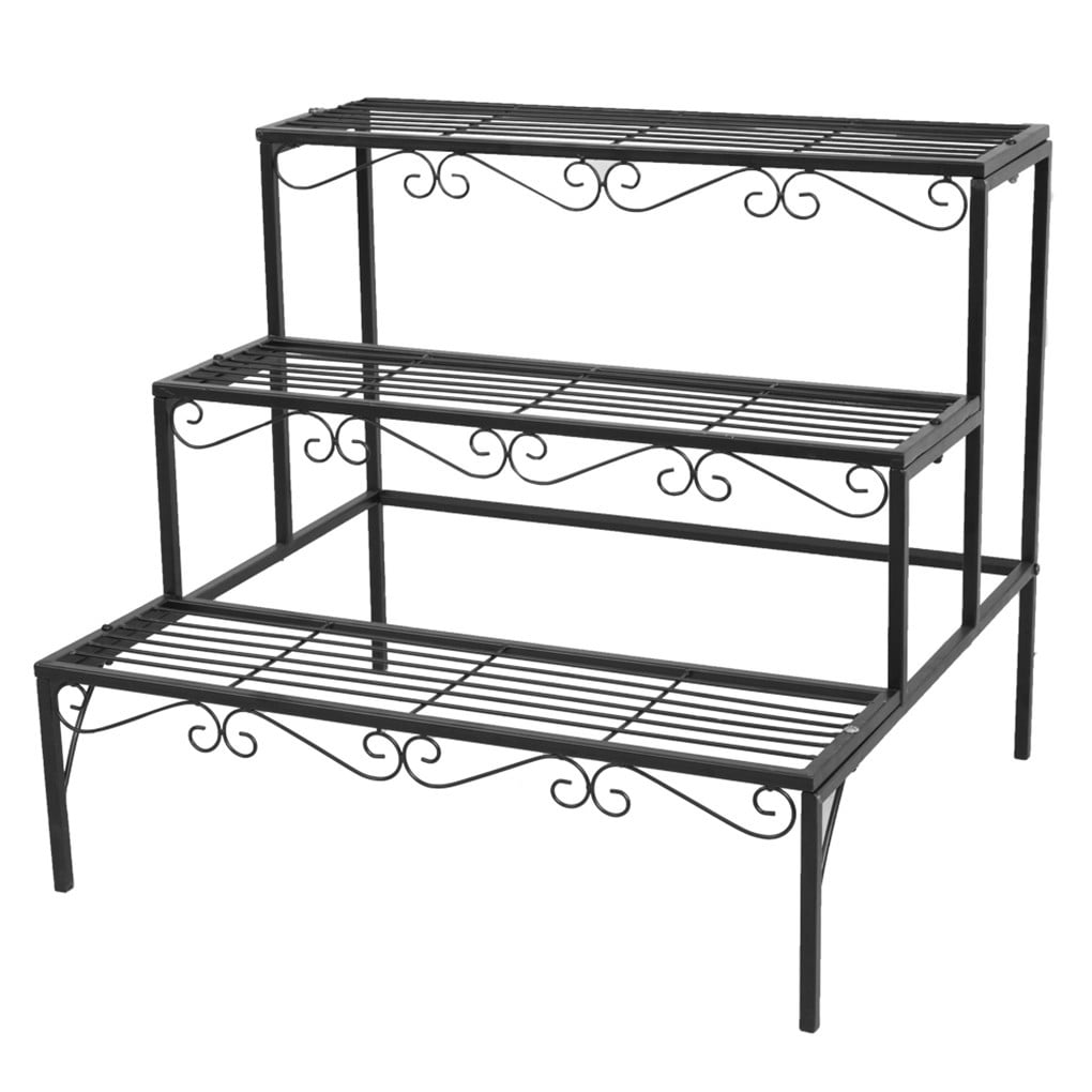 Machinehome Best Choice Ladder Plant Stand 3 Tier Metal Garden Patio
