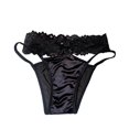 thumbnail image 2 of tasrioml Seamless Satin Thongs for Women Hollow Strings Lace No Show Underwear Ladies Sexy Tanga Briefs Low-Waisted T Back Panties, 2 of 8