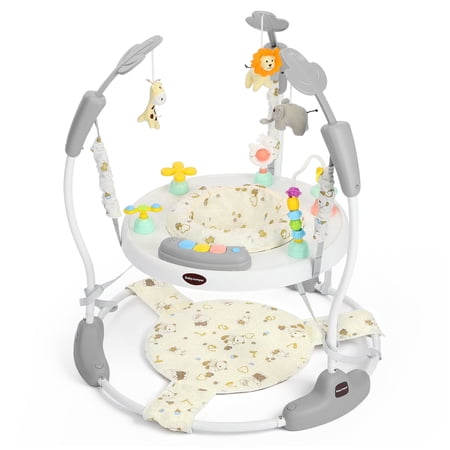 AILEEKISS Baby Jumper Activity Center with 360° Rotating Seat, Toddler Bouncer for 6 Months+, Grey