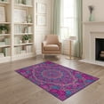 thumbnail image 2 of ODIKA 4'x6' Dense Bloom Clusters Electric Fuchsia Plum Symmetrical Motif Washable Area Rug None Non-Slip, Chair-Friendly, Flatwoven for Home Office, Under Desk, 2 of 7