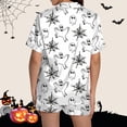 thumbnail image 4 of Pyjama pour Femmes en Satin Imprimé Graphique, Mignon, Tenue de Nuit, Boutons, Hauts à Manches Courtes, Ensembles de Shorts, 4 of 5