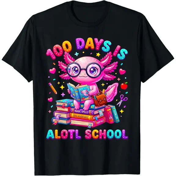 100 Days is Alotl School Axolotl Girls 100 Days of School T-Shirt