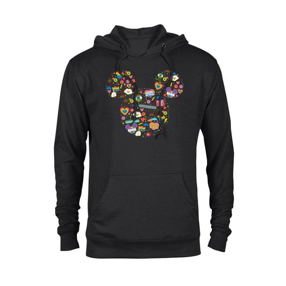 Disney Pride Collection Rainbow Mickey Mouse Icon Doodles- Pullover Hoodie for Adults - Customized-Black