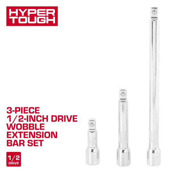 Hyper Tough 3-Piece 1/2-inch Drive Wobble Extension Bar Set