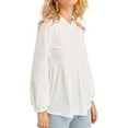 thumbnail image 4 of Women Pleated Hem Lantern Long Sleeve Solid Color Hoodie, 4 of 6
