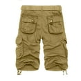 thumbnail image 4 of Cargo Shorts for Men Plus Size Zipper Multi Pockets Below Knee Trousers Casual Baggy Drawstring Solid Color Outdoors 3/4 Long Capri Shorts, 4 of 4